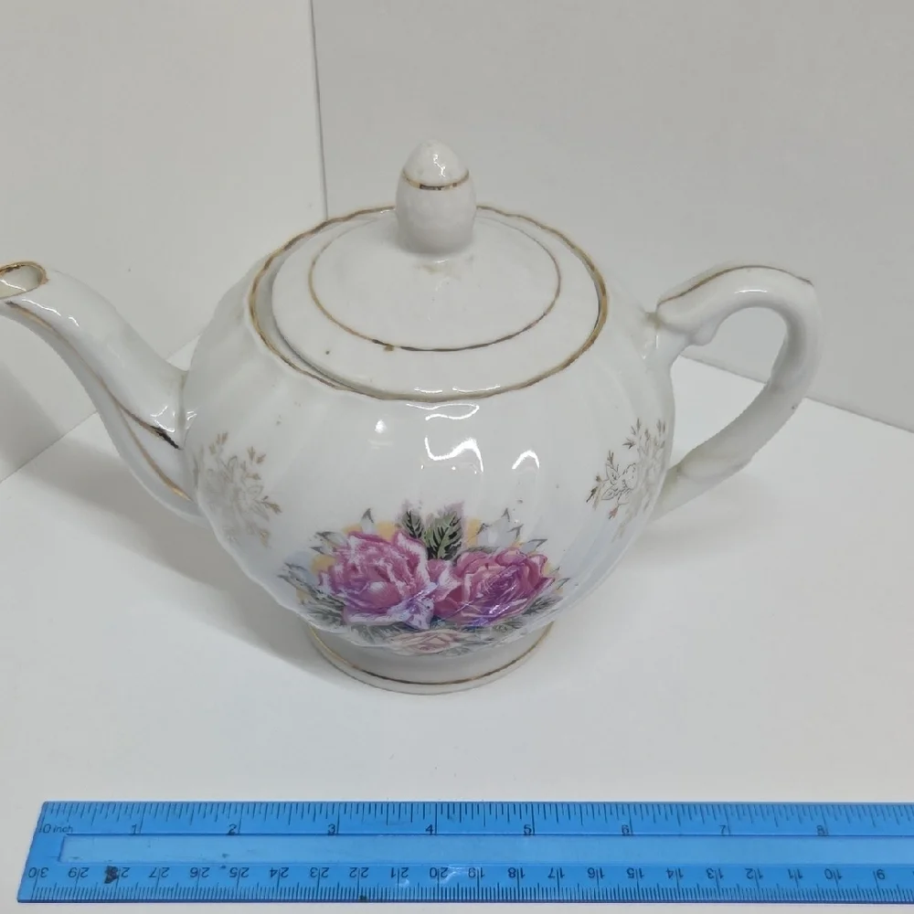 Floral White and Pink Teapot Set